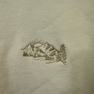 Goodfellow & Co Cream Crewneck Sweater with Brown Mountain Embroidery